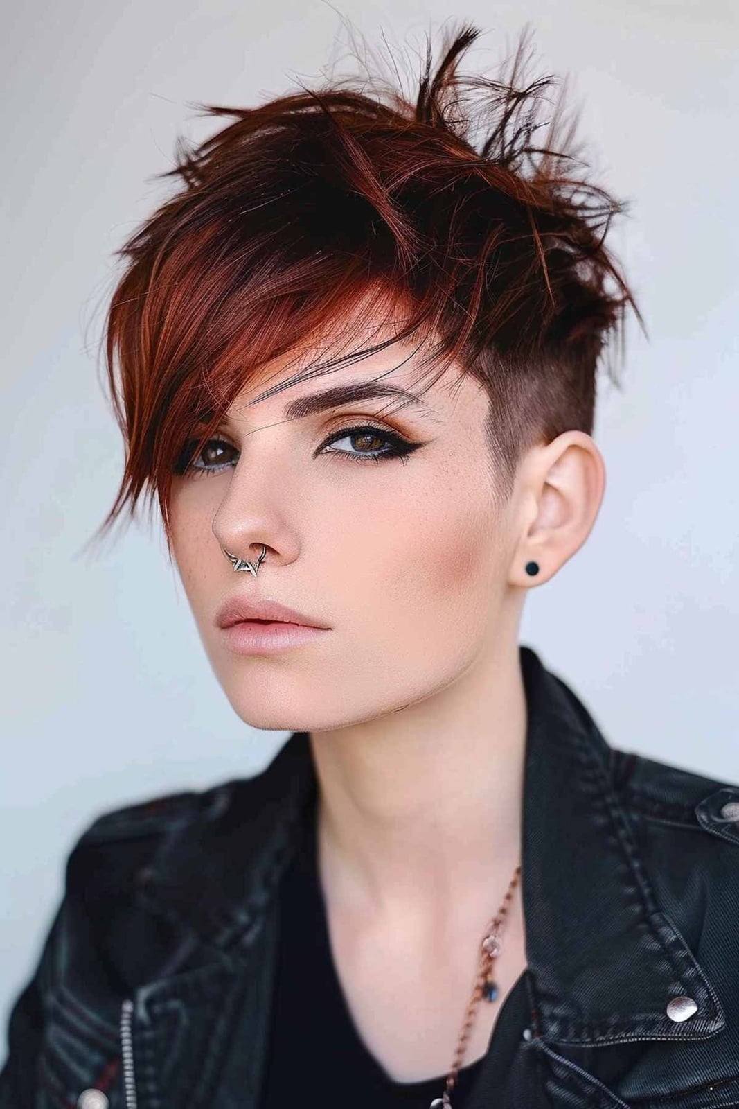Spiky Red Pixie With Undercut Spiky Red Pixie With Undercut — Classy Edgy Pixie