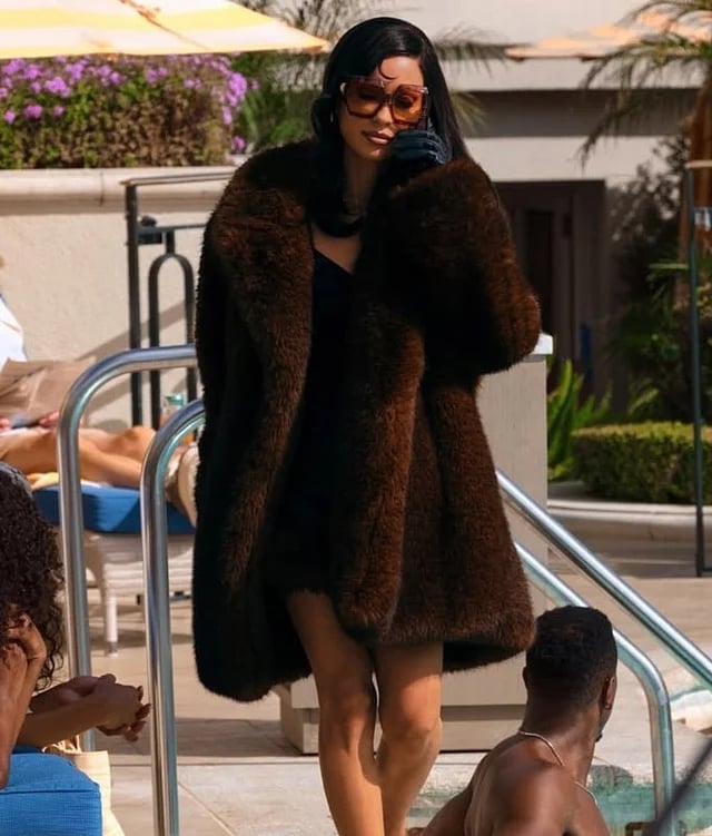 Dark Brown Faux Fur Coat Over Swimsuit Dark Brown Faux Fur Coat Over Swimsuit — Classy Euphoria Outfits