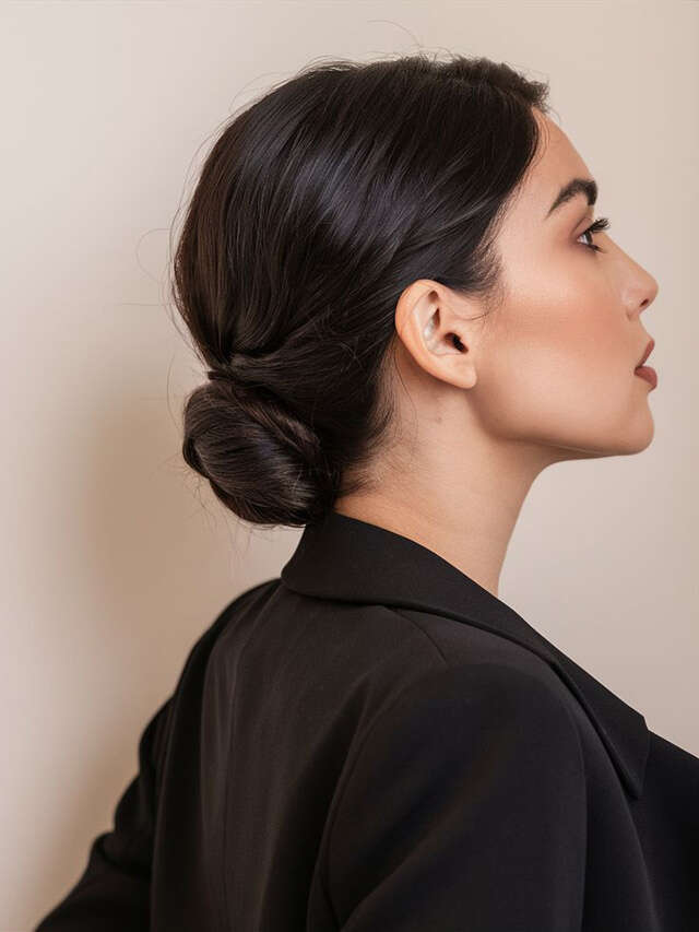 Sleek Dark Brown Low Bun Sleek Dark Brown Low Bun — Classy Everyday Hairstyles