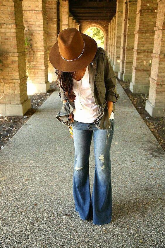 Olive Green Jacket With Distressed Denim Olive Green Jacket With Distressed Denim — Classy Flare Jeans Outfits