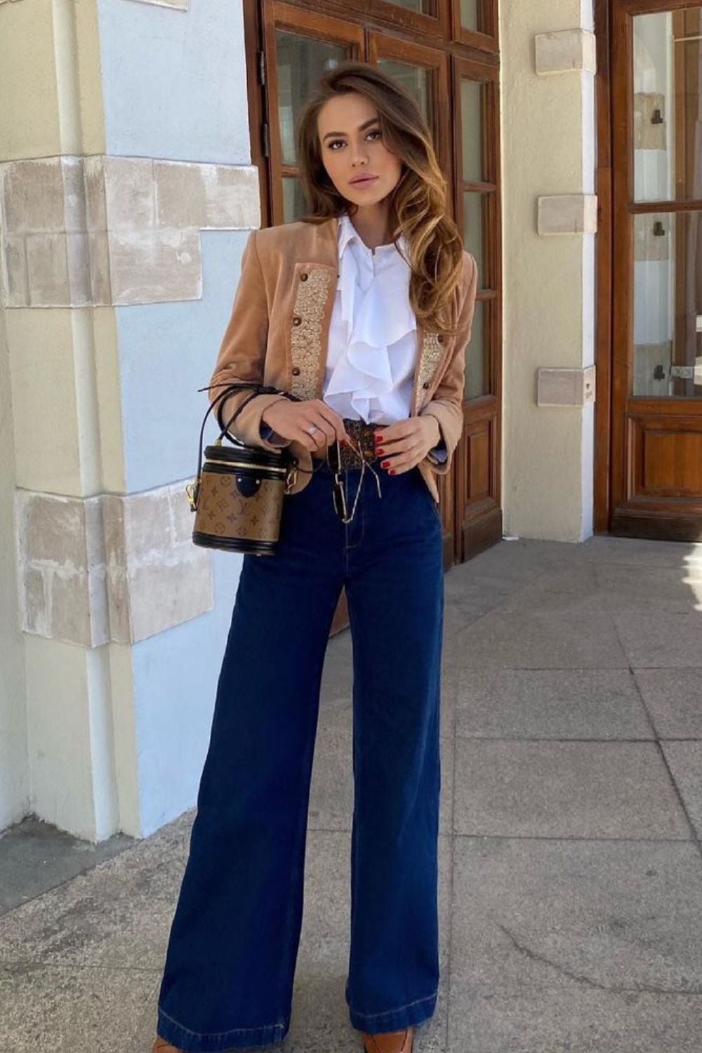 Cropped Suede Jacket Over Dark Denim Cropped Suede Jacket Over Dark Denim — Classy Flare Jeans Outfits
