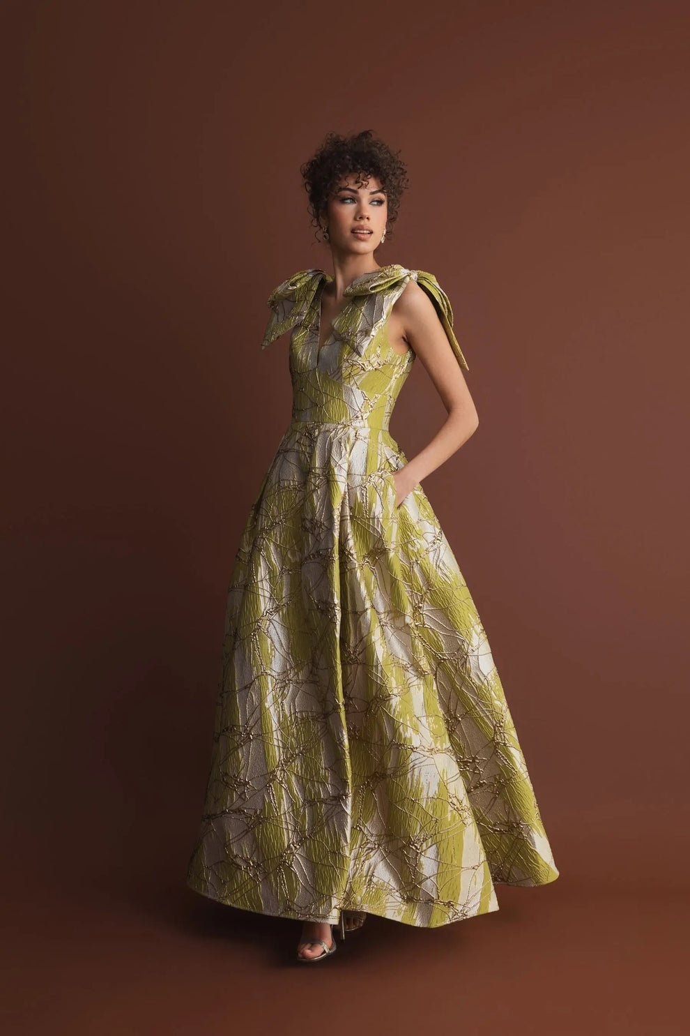 White Eyelet A-Line Midi Dress With Yellow Sash White Eyelet A-Line Midi Dress With Yellow Sash — Classy Formal Outfits