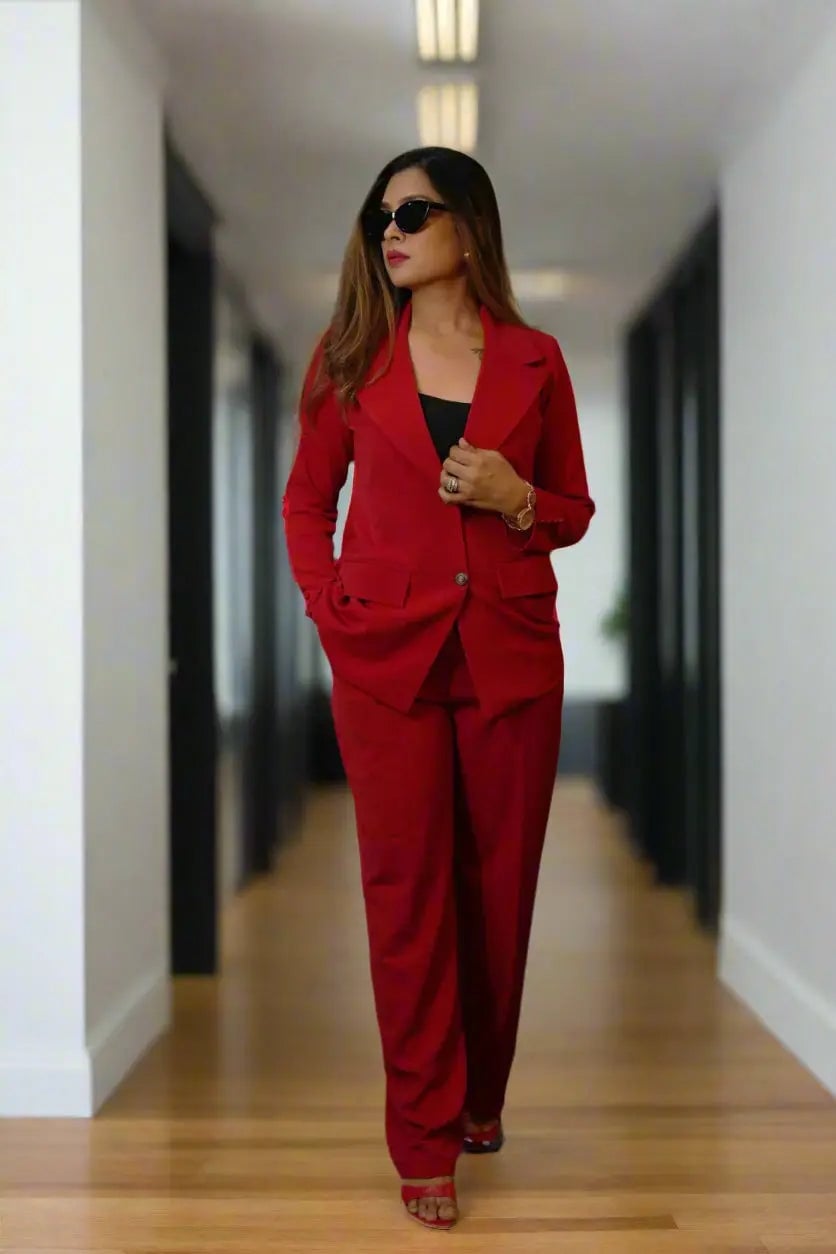 Bold Red Relaxed Fit Suit Bold Red Relaxed Fit Suit — Classy Formal Outfits