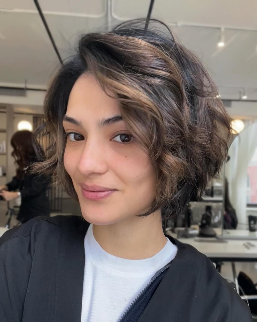 Dark Brown Bob With Caramel Highlights — Classy French Bob Haircut
