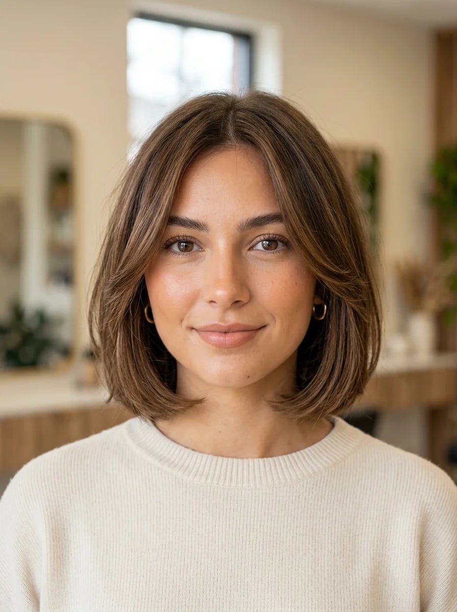 Textured Bob With Soft Curtain Bangs — Classy French Bob Haircut