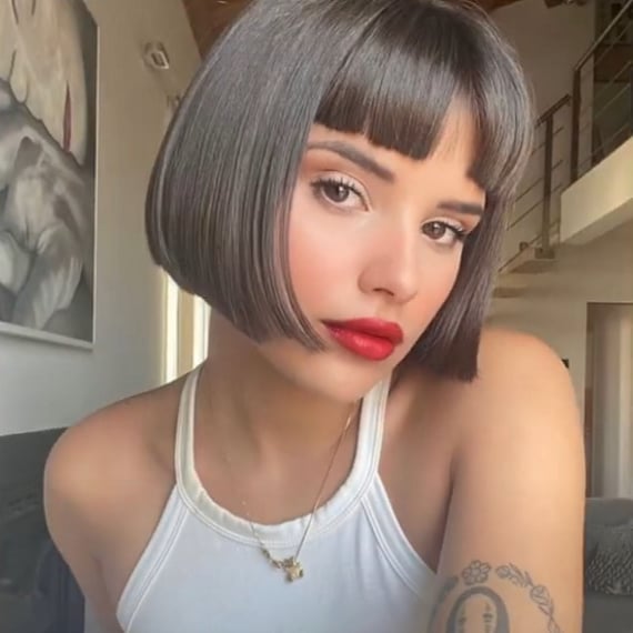 Grey Blunt Bob With Sharp Bangs — Classy French Bob Haircut