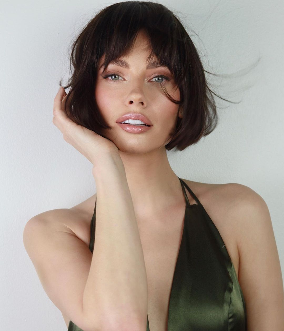 Textured Chin Bob With Wispy Bangs Textured Chin Bob With Wispy Bangs — Classy French Bob with Bangs