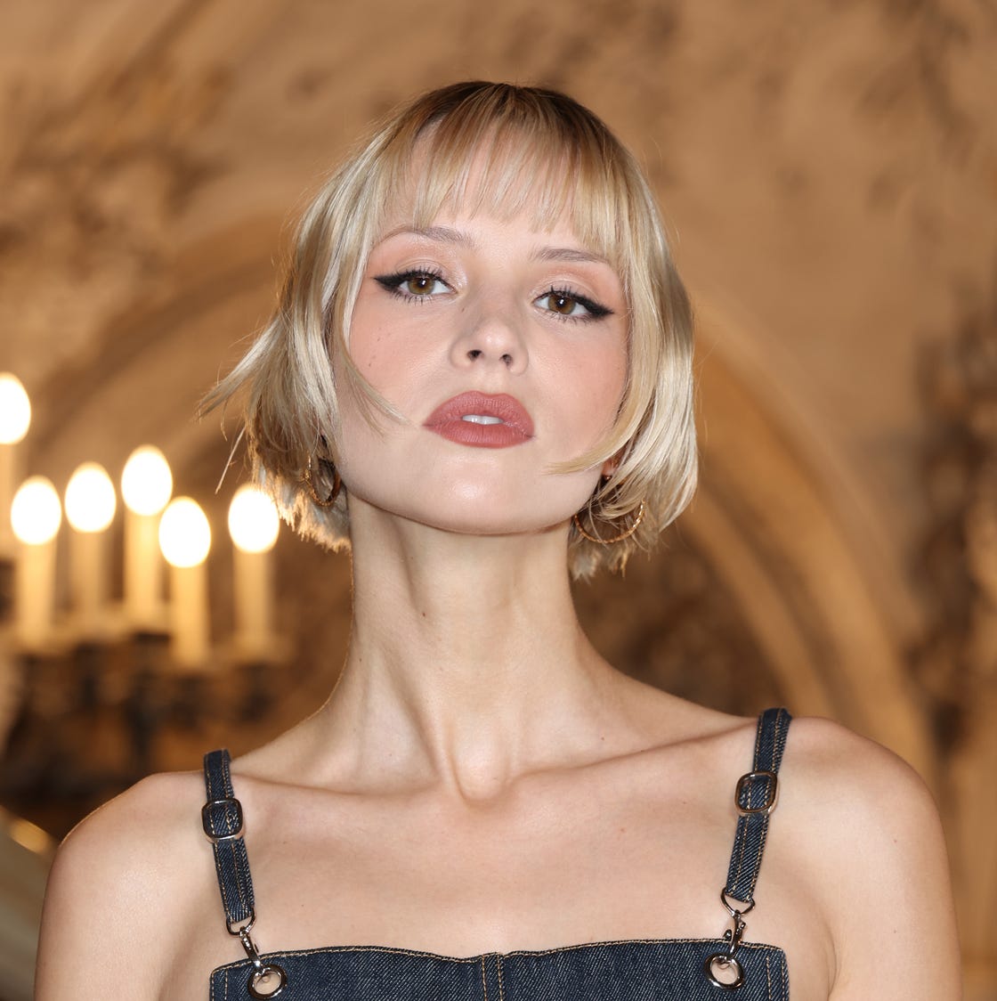 Ash Blonde Chin Bob With Wispy Bangs Ash Blonde Chin Bob With Wispy Bangs — Classy French Bob with Bangs