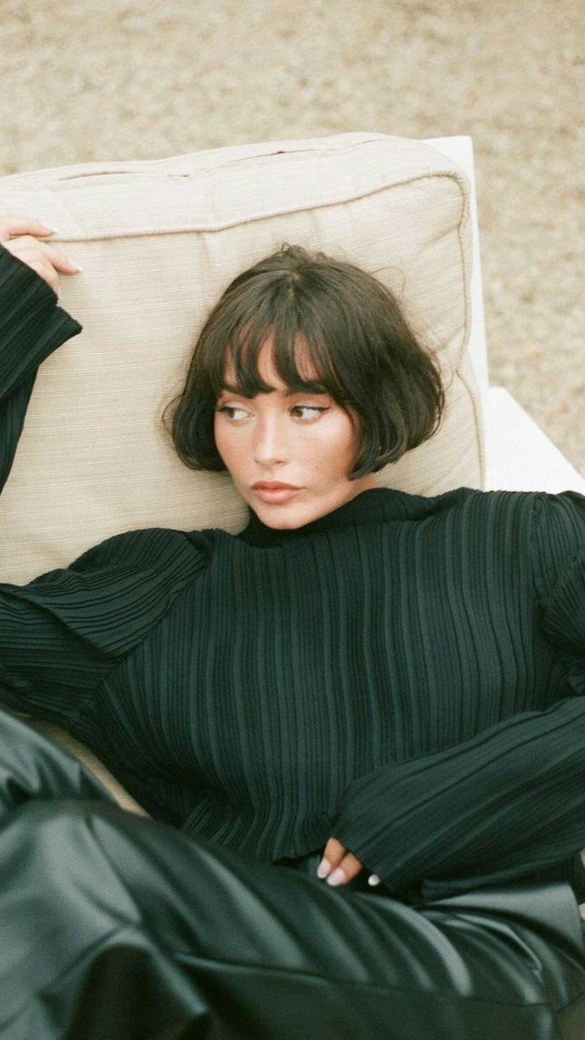 Casual Ear Bob With Full Fringe Casual Ear Bob With Full Fringe — Classy French Bob with Bangs