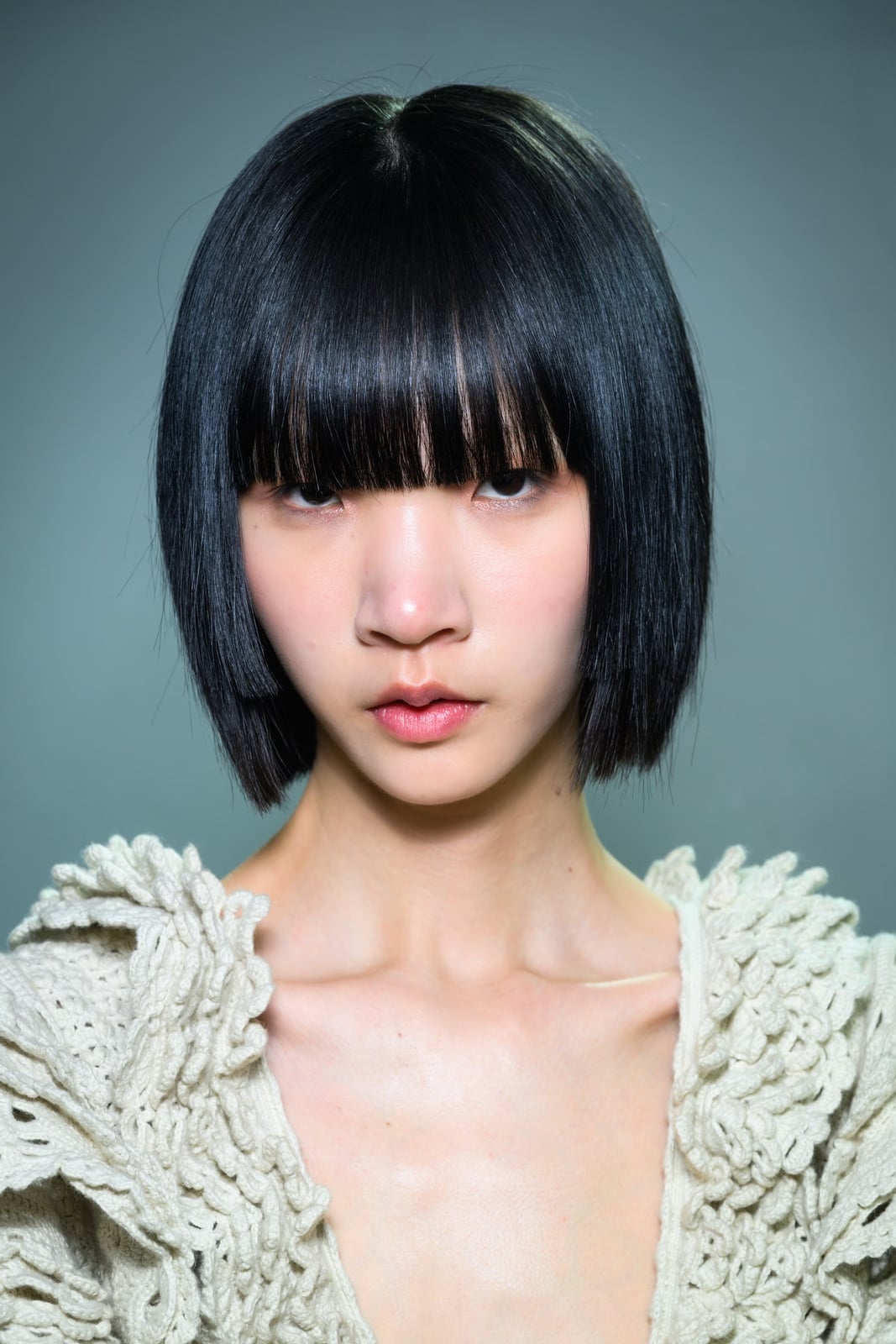 Sleek Dark Brown Bob With Full Straight Bangs Sleek Dark Brown Bob With Full Straight Bangs — Classy French Bob with Bangs