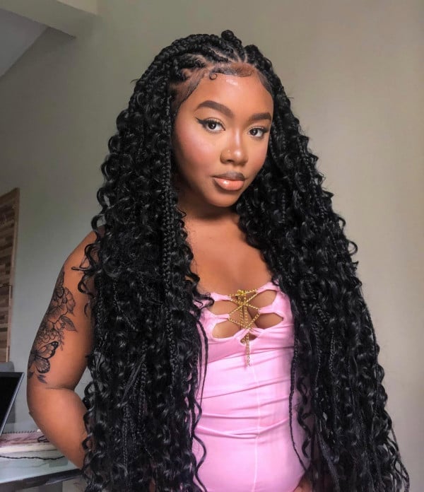 Sleek Fulani Braids With Long Defined Curls Sleek Fulani Braids With Long Defined Curls — Classy Fulani Braids with Curls