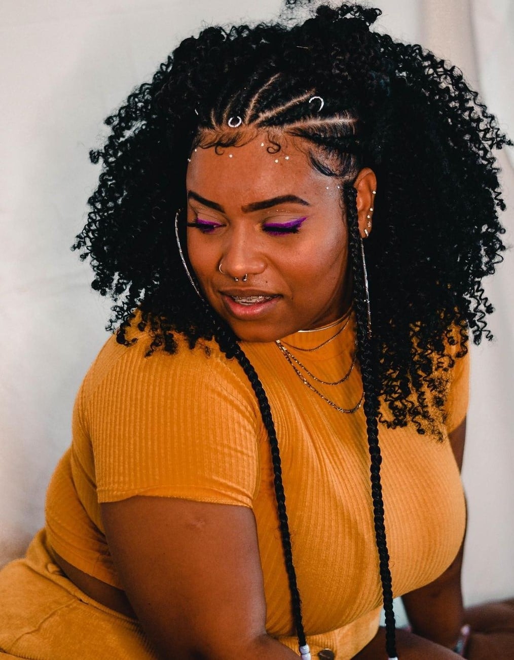 Fulani Braids With Metallic Rings and Curly Texture Fulani Braids With Metallic Rings and Curly Texture — Classy Fulani Braids with Curls