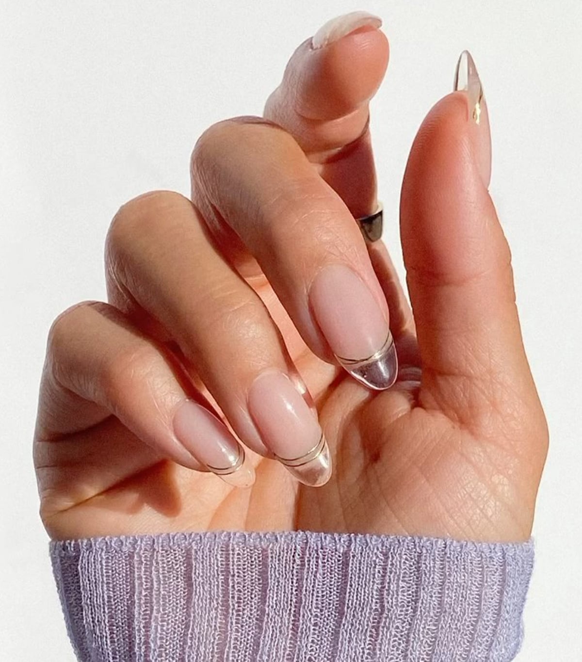 Clear Glass French Soft Almond Nails Clear Glass French Soft Almond Nails — Classy Glass Nails