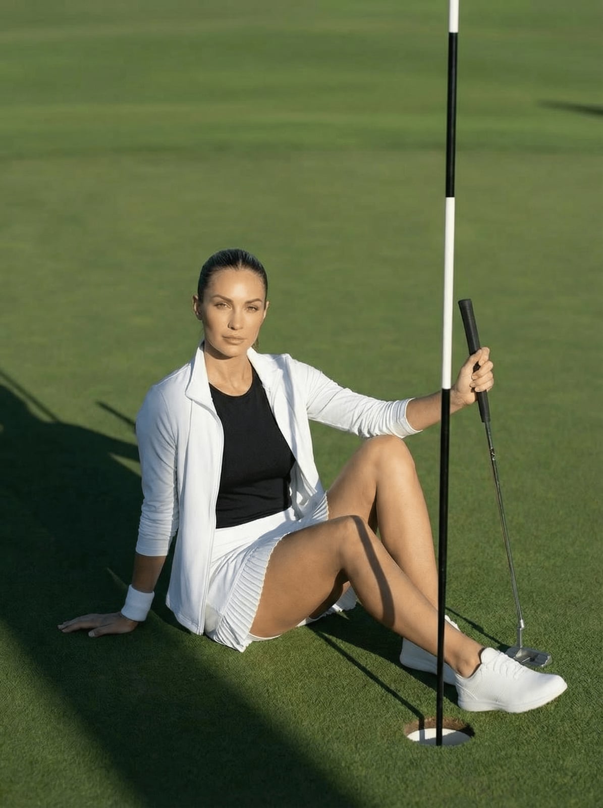 Classic Black and White Golf Outfit with Zip-Up, Office-Safe Version Classic Black and White Golf Outfit with Zip-Up, Office-Safe Version — Classy Golf Outfits