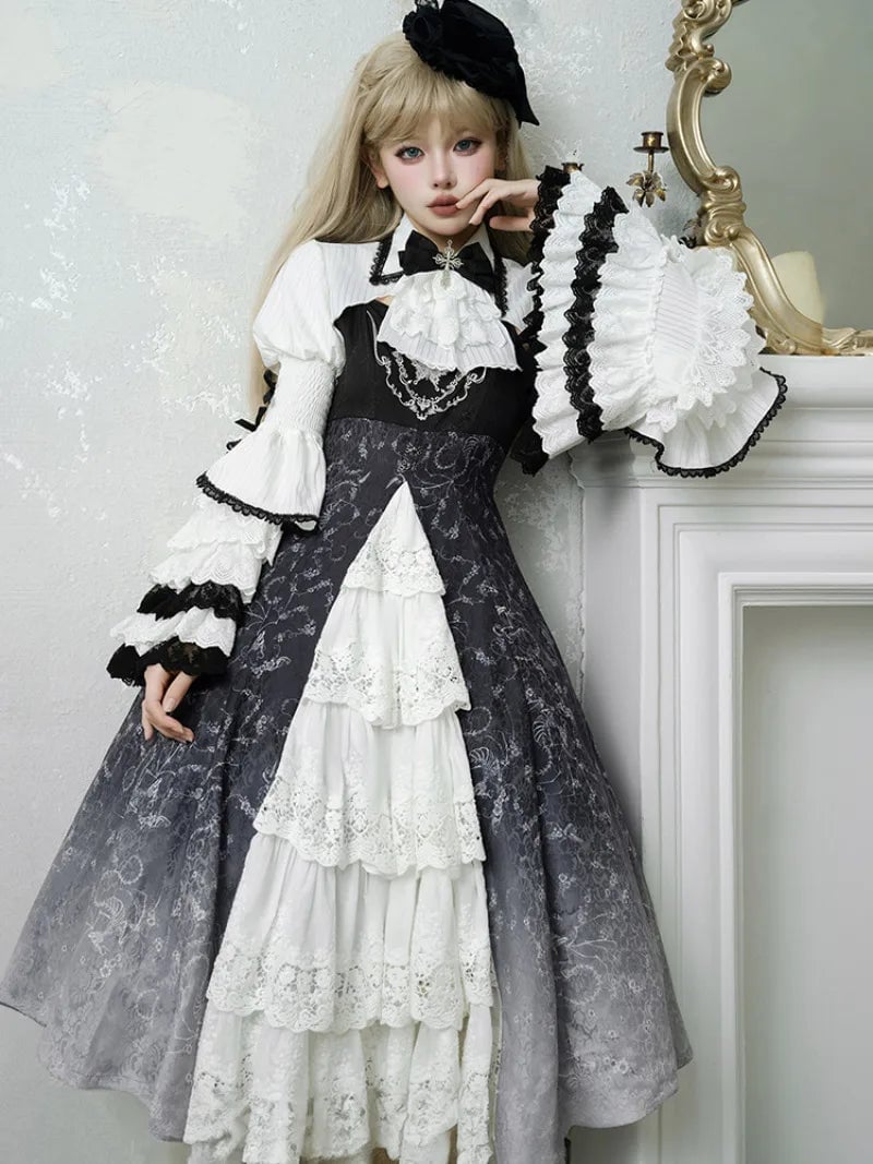 Gothic Princess Dress with Gradient Tiers and Ruffles Gothic Princess Dress with Gradient Tiers and Ruffles — Classy Gothic Style