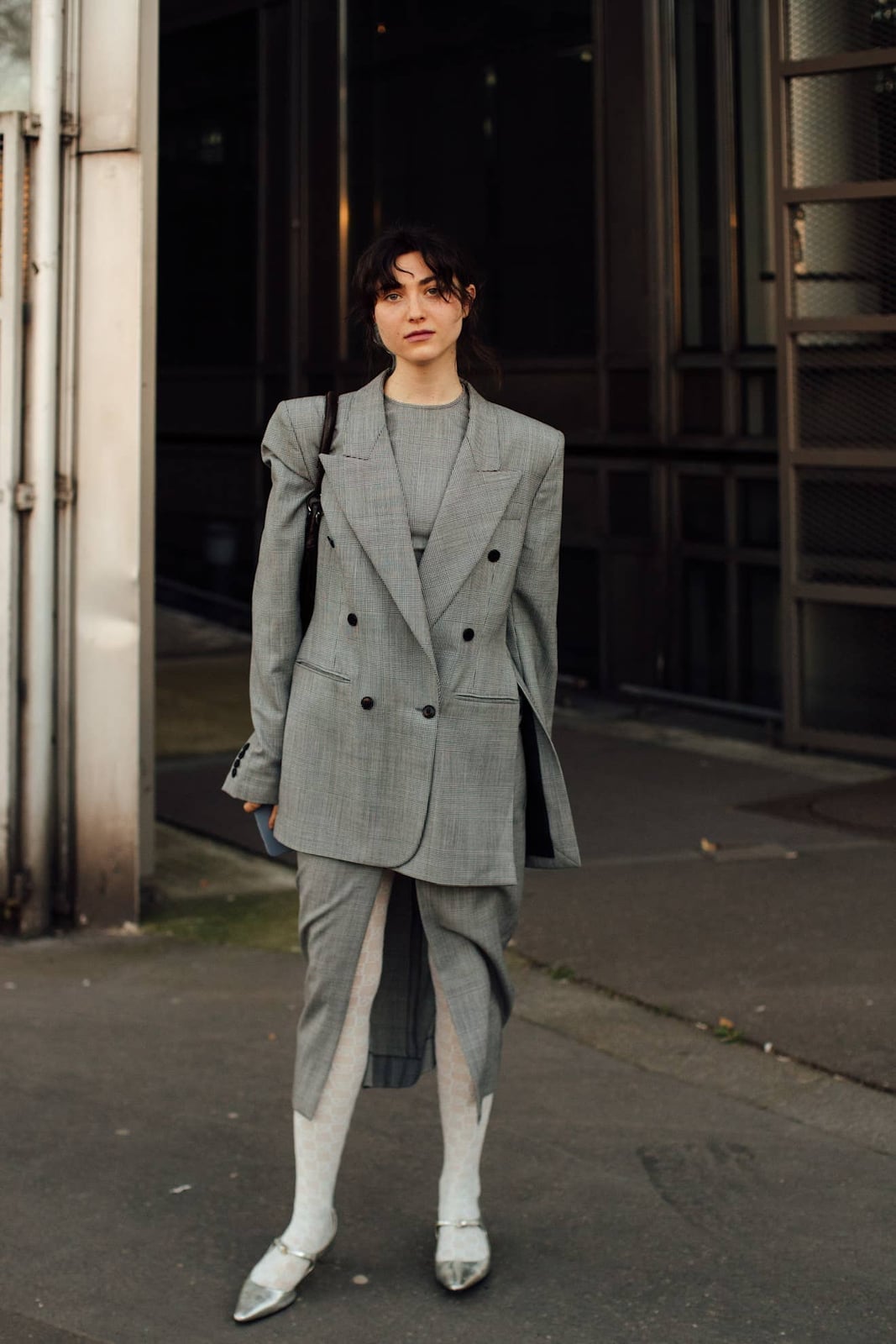 Monochromatic Grey Suit with Sheer Socks Monochromatic Grey Suit with Sheer Socks — Classy Gray Pants Outfits