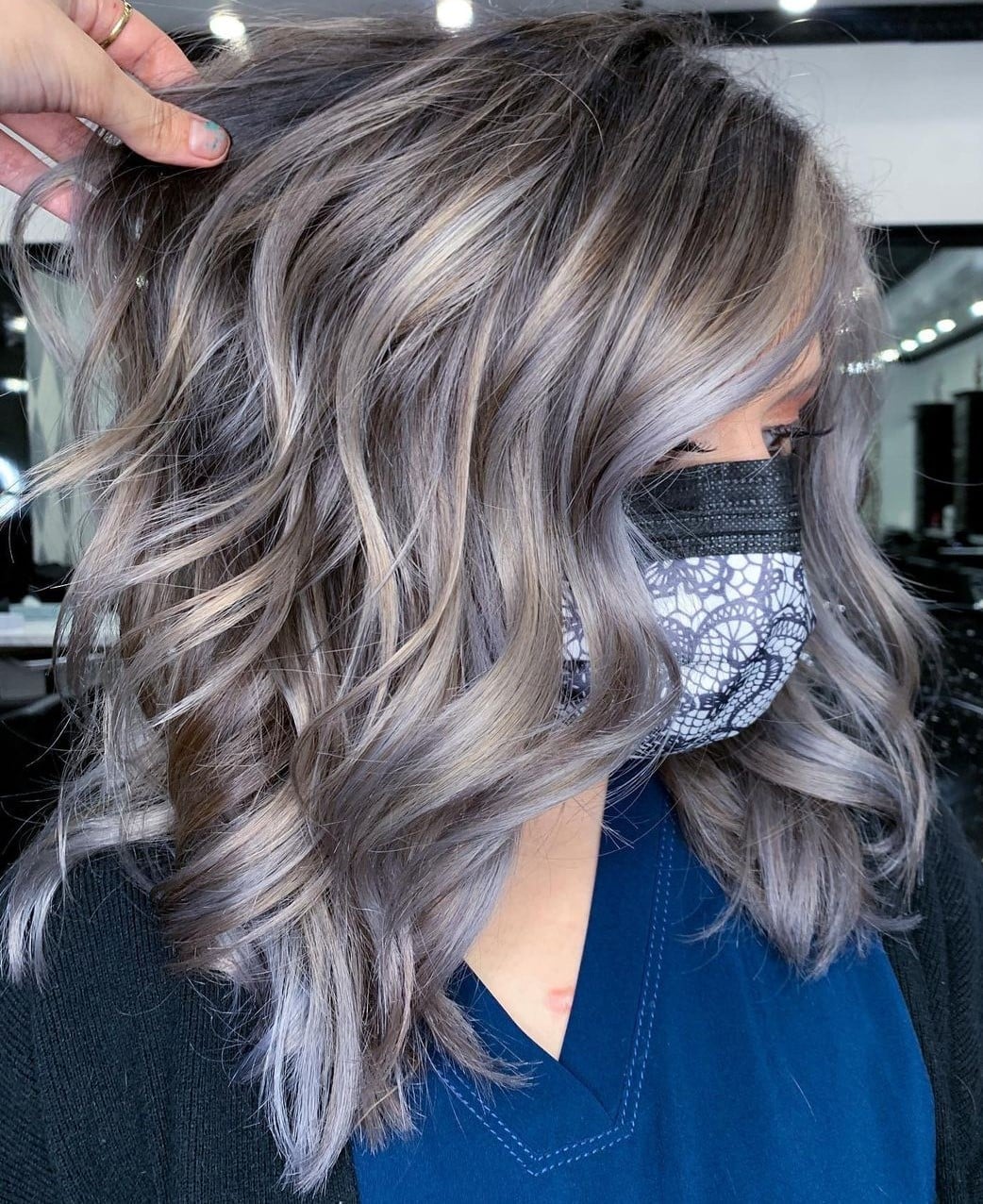 Mid-Back Dark Base With Ash Grey and Silver, Everyday Version Mid-Back Dark Base With Ash Grey and Silver, Everyday Version — Classy Grey Blending Highlights