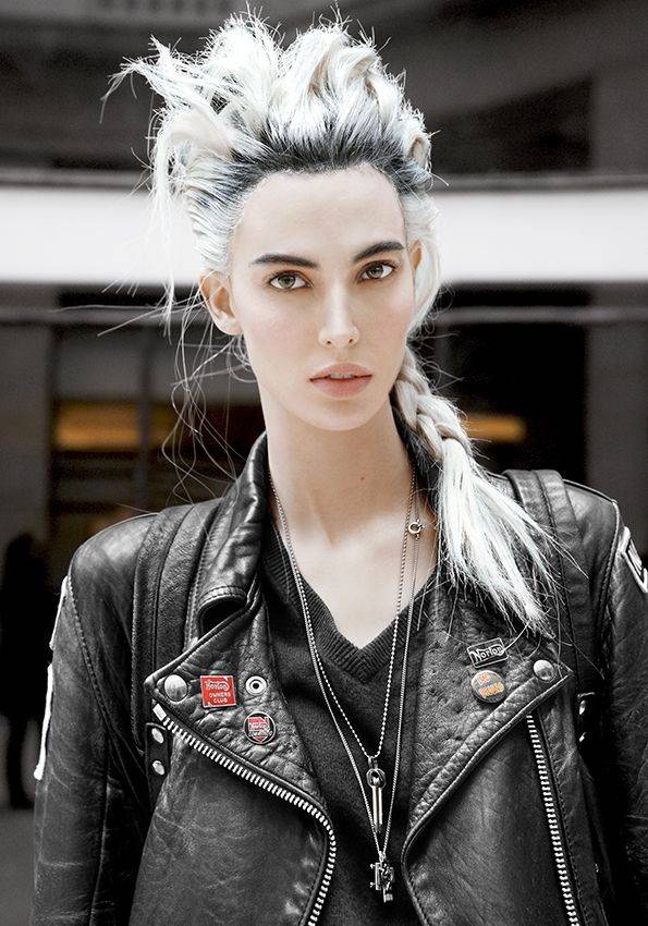 Leather Jacket with Band Pins and Necklaces Leather Jacket with Band Pins and Necklaces — Classy Grunge Style