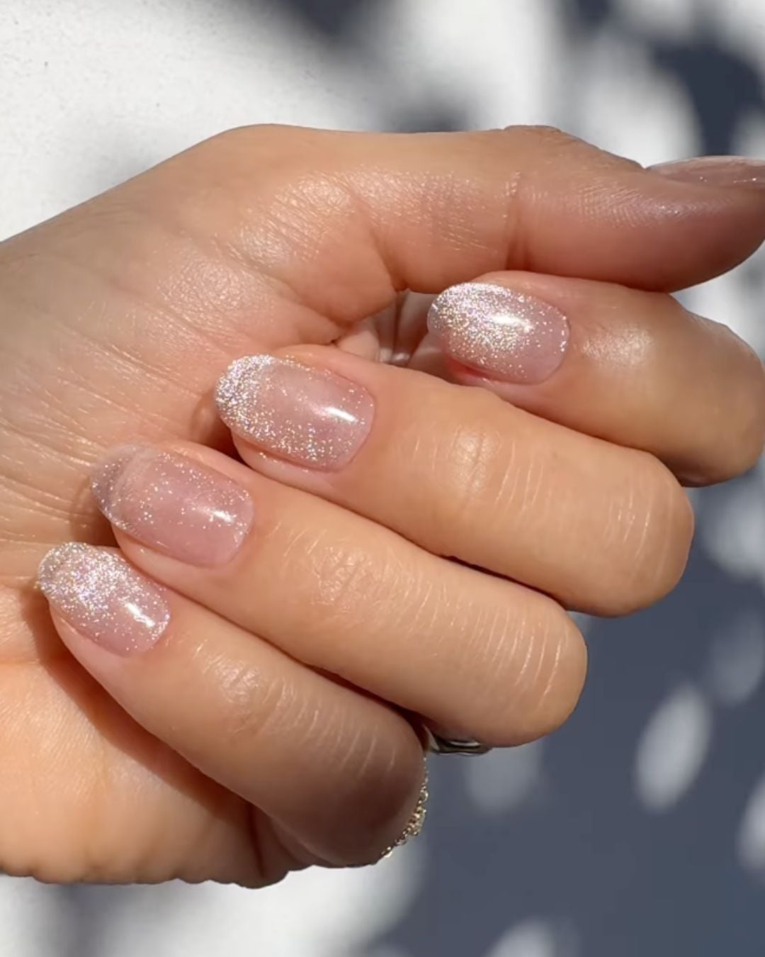 Short Almond Subtle Glitter Tip Nails Short Almond Subtle Glitter Tip Nails — Classy Hailey Bieber Nails