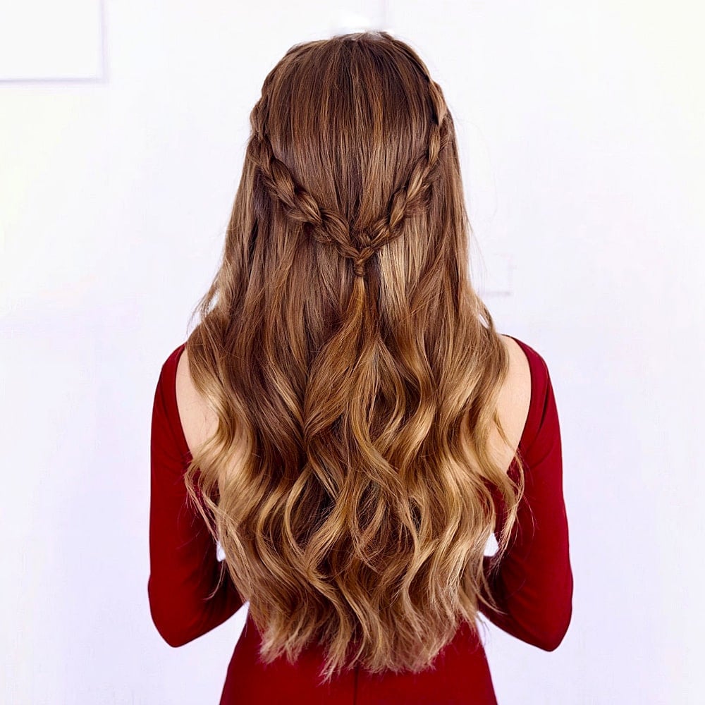 Medium Brown Half Up With Double Braids — Classy Hair Down Hairstyles
