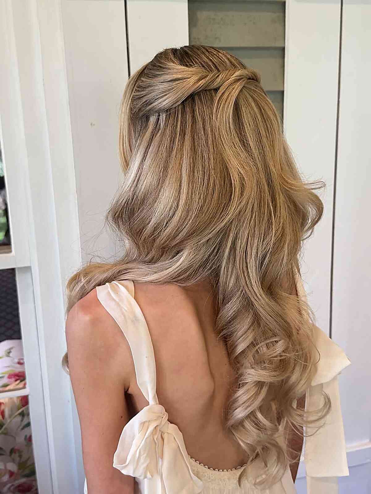 Ash Blonde Half Up With Braids And Curtain Bangs — Classy Hair Down Hairstyles