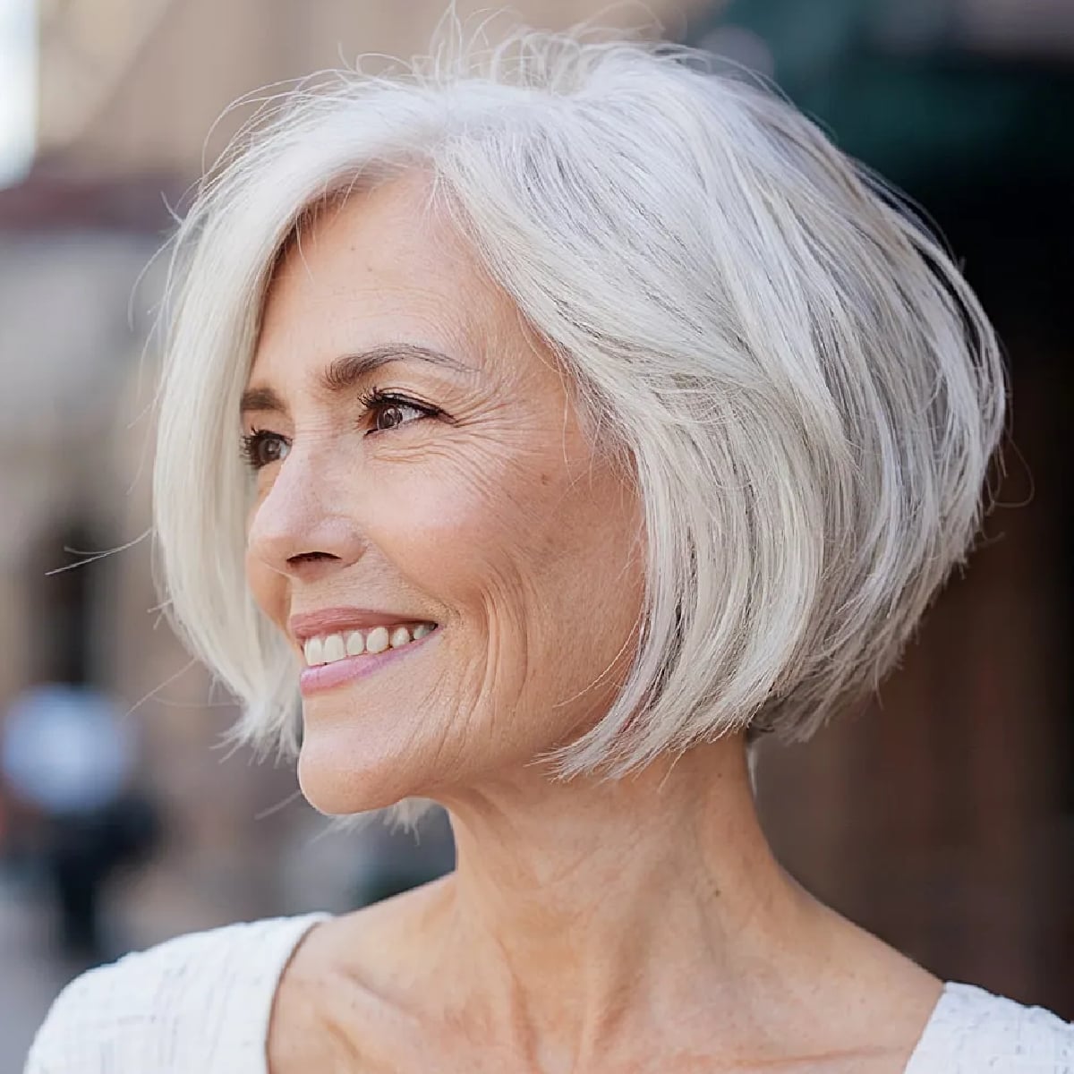 Chin Length Stacked Inverted Bob Grey — Classy Hair Growth Tips