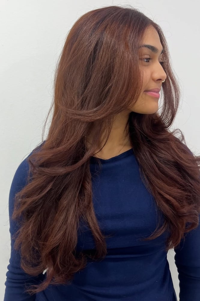 Mid-Back Brown With Auburn Layers — Classy Hair Growth Tips
