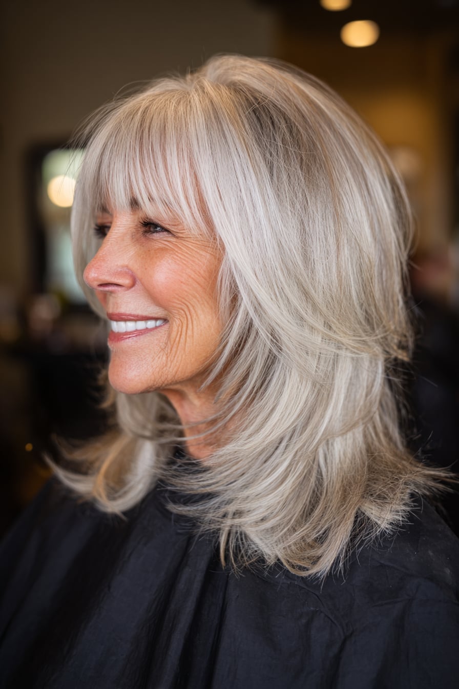 Collarbone Layered Lob With Full Bangs — Classy Hair Trends for Women
