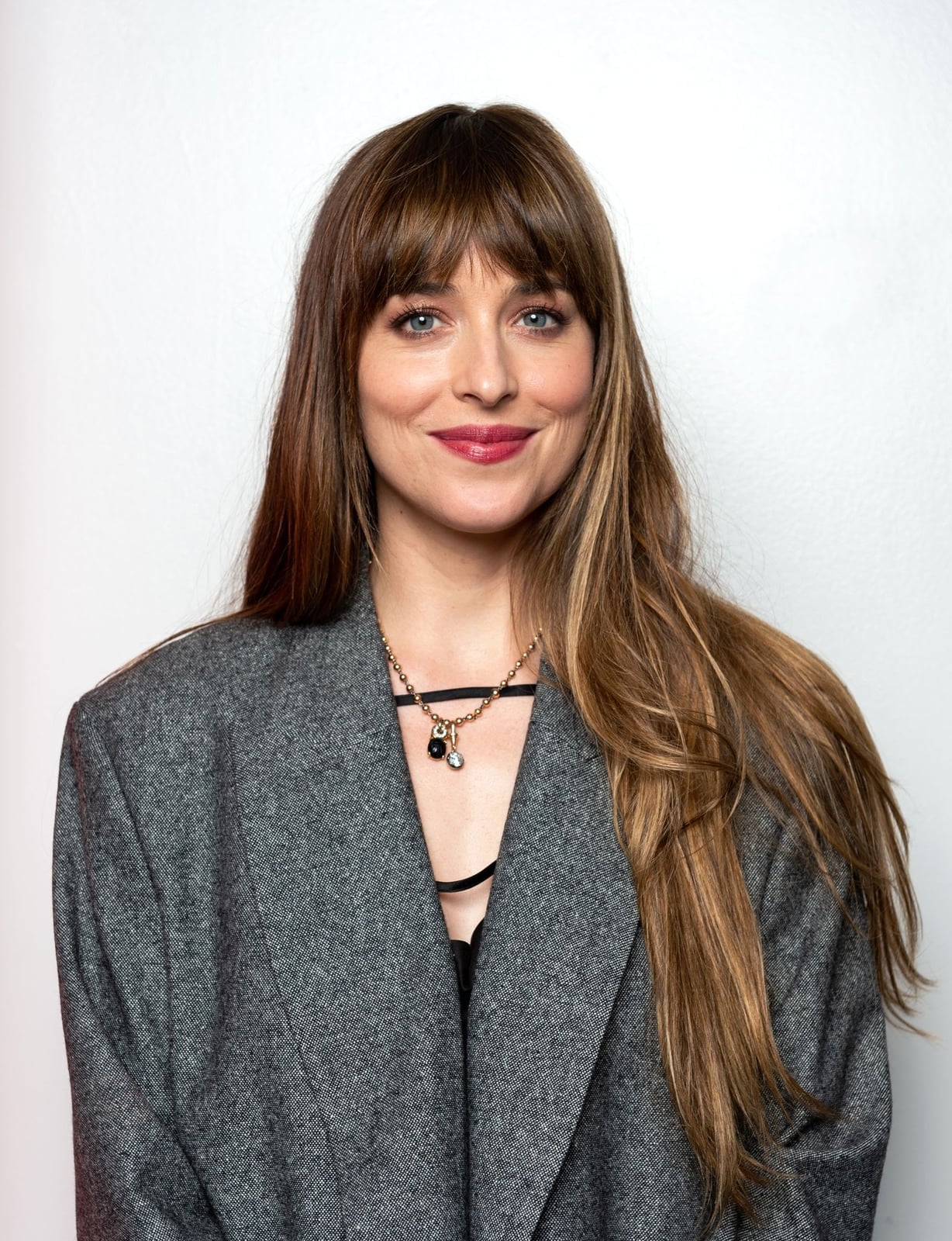 Mid-Back Long Layers With Full Fringe and Dark Blonde With Balayage — Classy Hair with Bangs