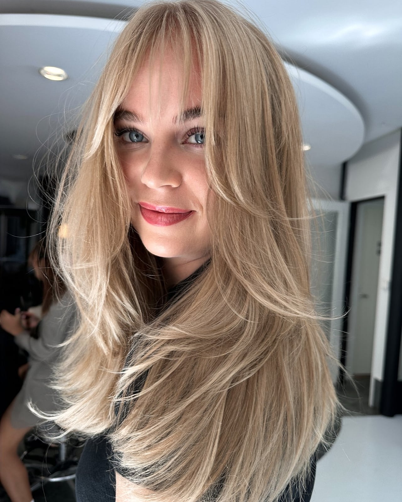 Shoulder Length Layers With Wispy Curtain Bangs — Classy Hair with Bangs