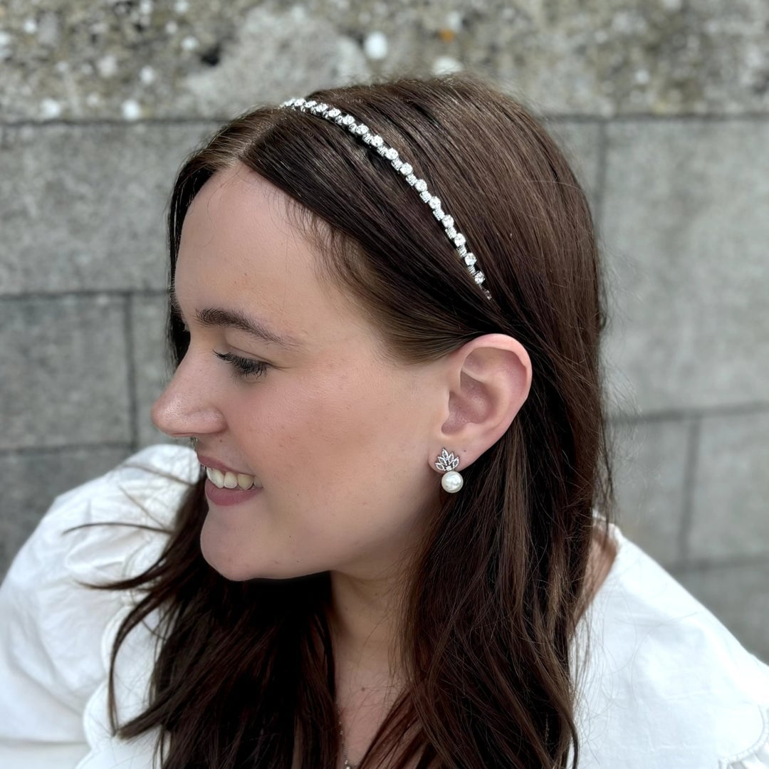 Mid-Back Loose Waves With Slim Crystal Headband — Classy Hair with Headband