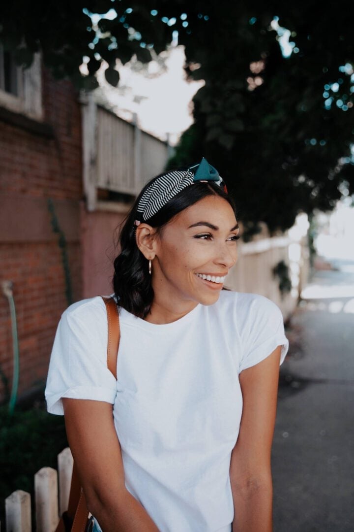 Collarbone Loose Waves With Striped Headband — Classy Hair with Headband