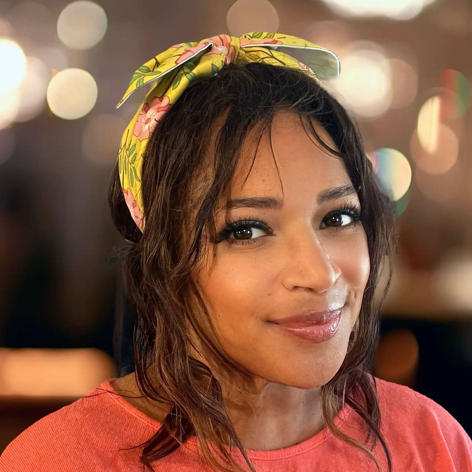 Collarbone Waves With Wispy Bangs and Floral Headband — Classy Hair with Headband