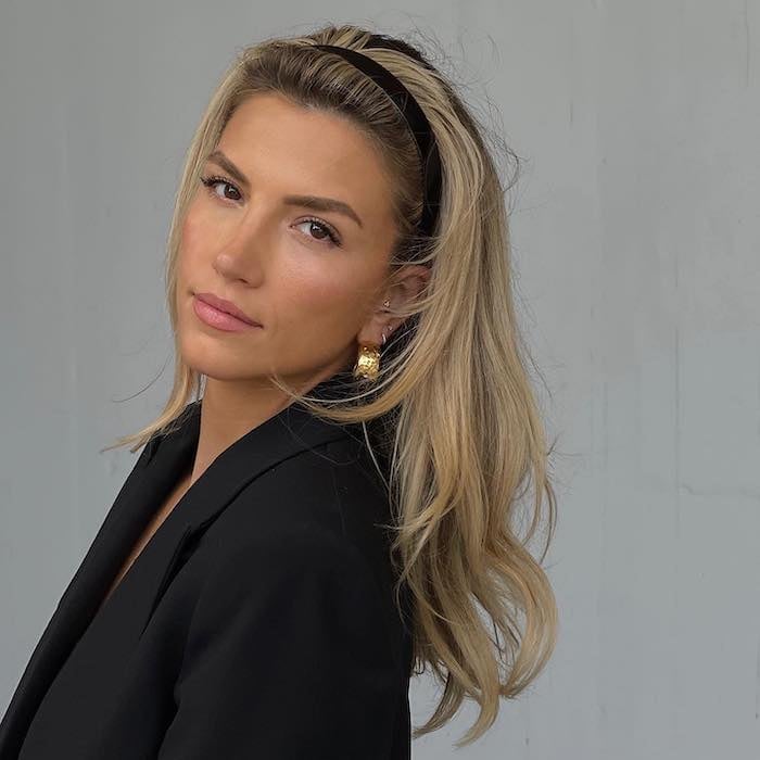 Long Blonde Blowout With Velvet Headband — Classy Hair with Headband