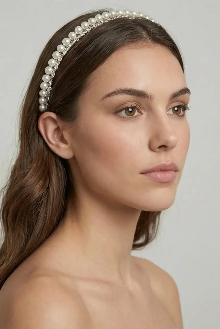 Long Smooth Waves With Pearl Headband — Classy Hair with Headband