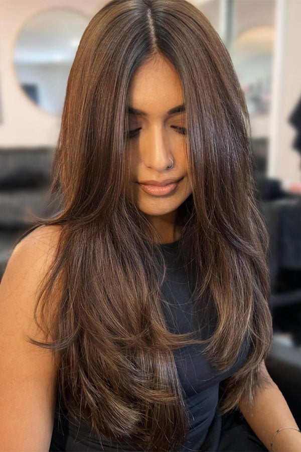 Air Dried Dark Brown With Long Layers Air Dried Dark Brown With Long Layers — Classy Haircuts for Long Hair