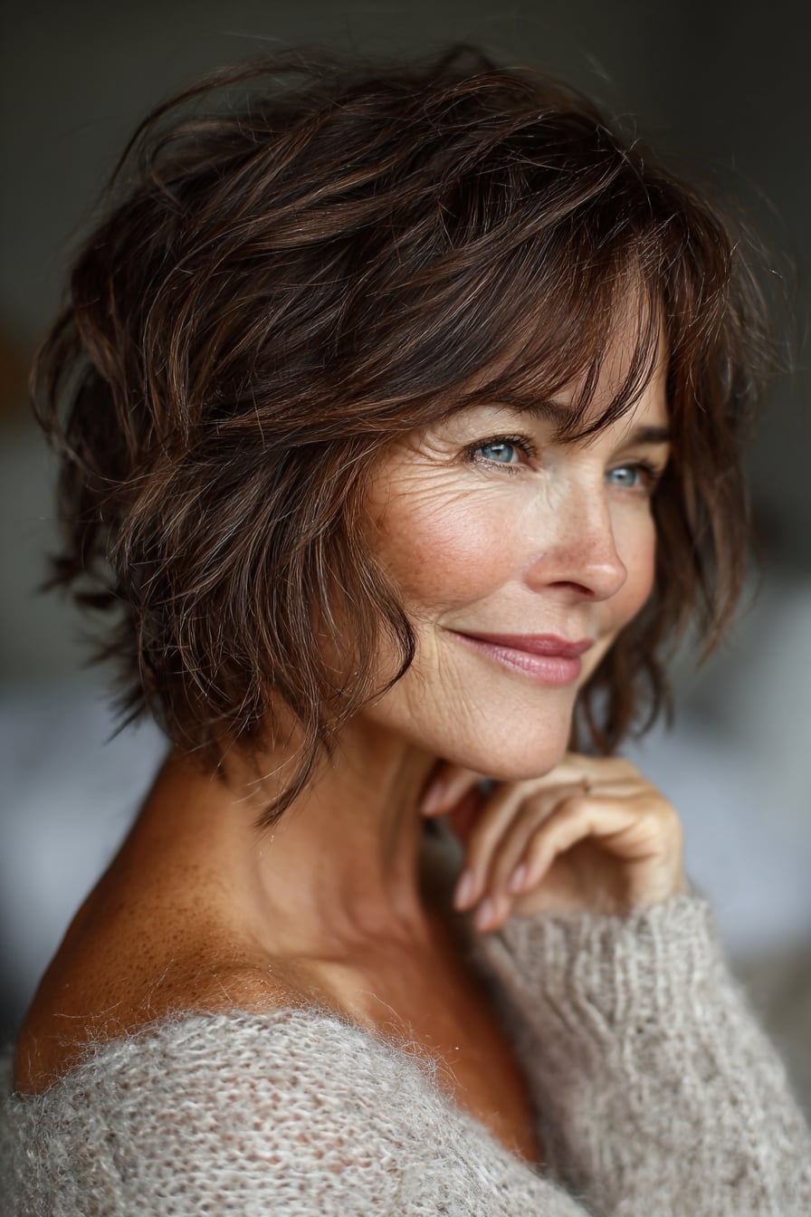 Collarbone Lob With Textured Layers — Classy Haircuts for Round Face