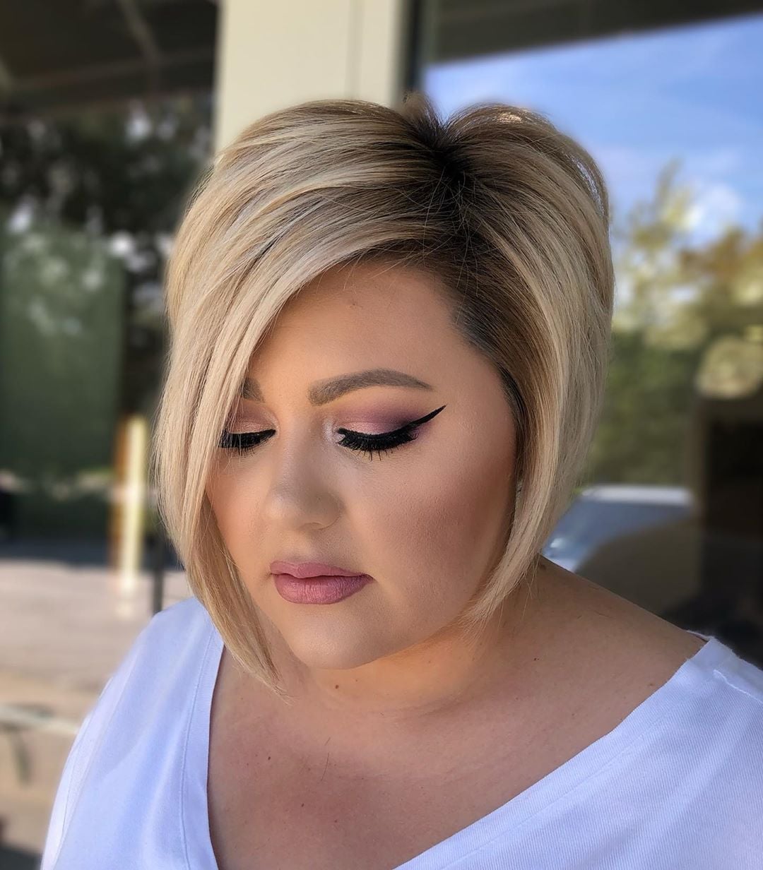 Ash Blonde Bob With Angled Cut — Classy Haircuts for Round Face