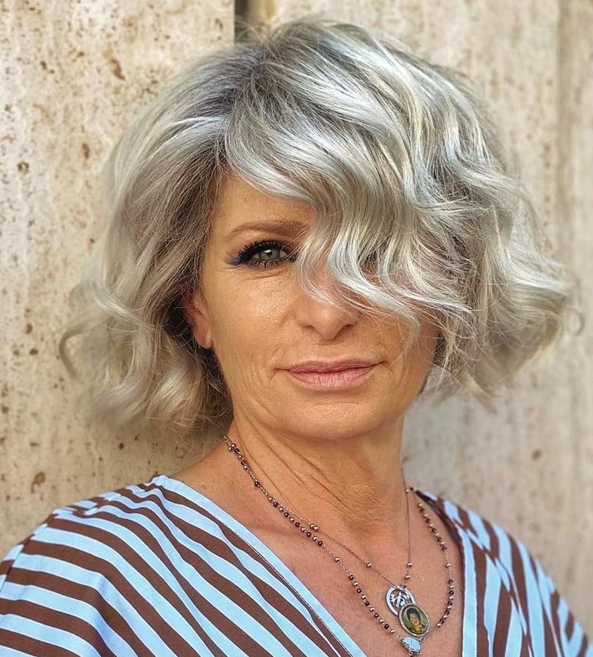 Ash Blonde Bob With Voluminous Waves — Classy Hairstyles for Women over 50