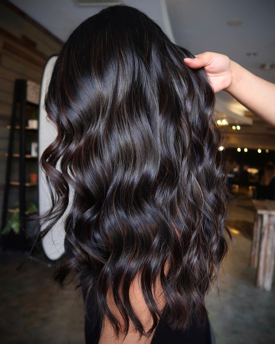 Mid-Back Chocolate Brown With Glossy Finish — Classy Highlights on Brown Hair