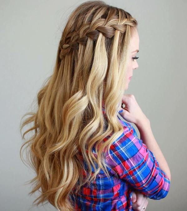 Waterfall Braid With Loose Waves — Classy Hiking Hairstyles