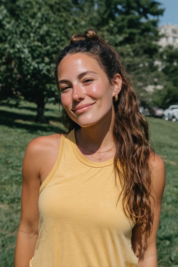 Half Up Half Down Ponytail Dark Blonde — Classy Hiking Hairstyles