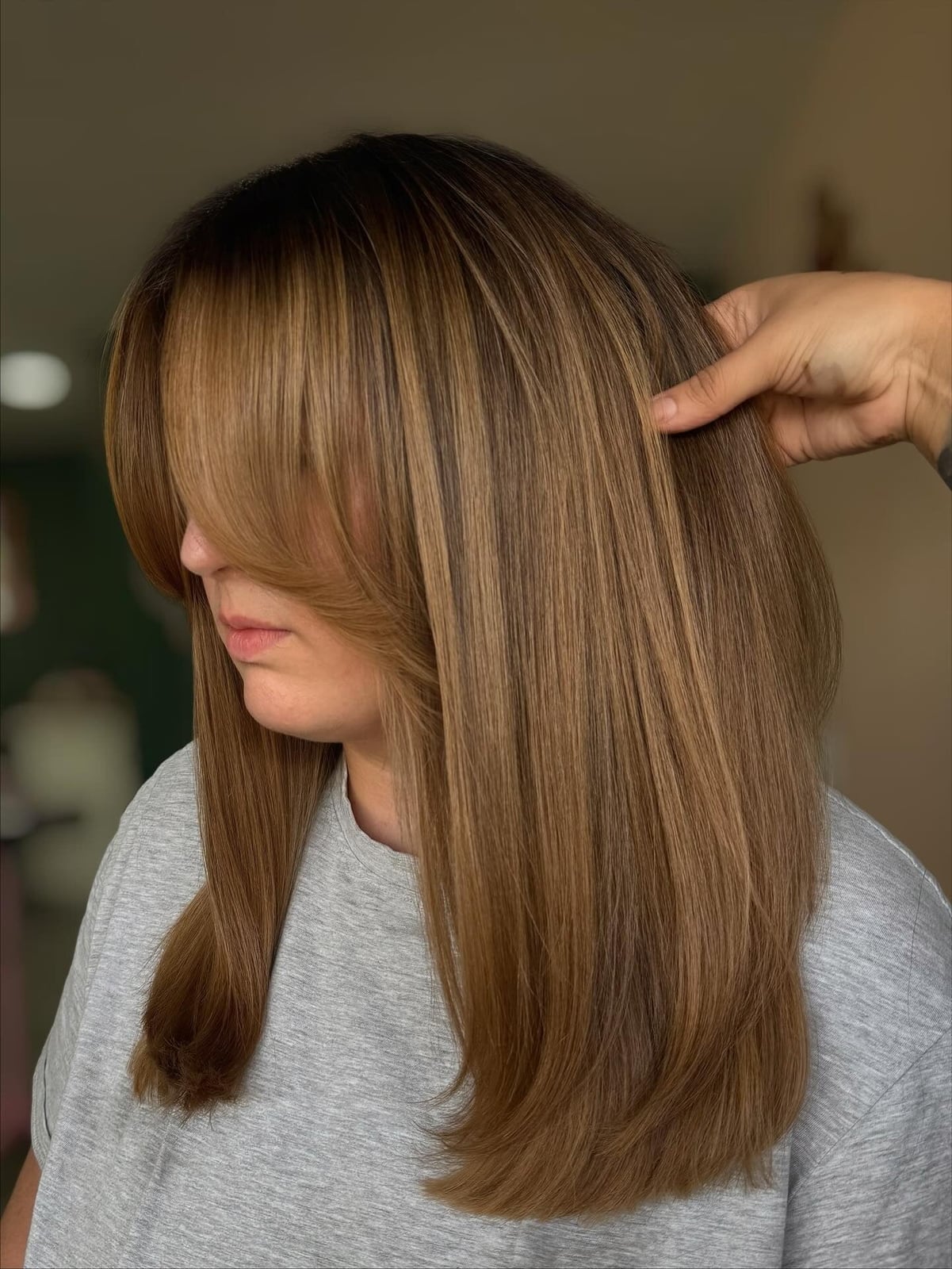 Light Brown Lob With Subtle Honey Highlights — Classy Honey Brown Highlights