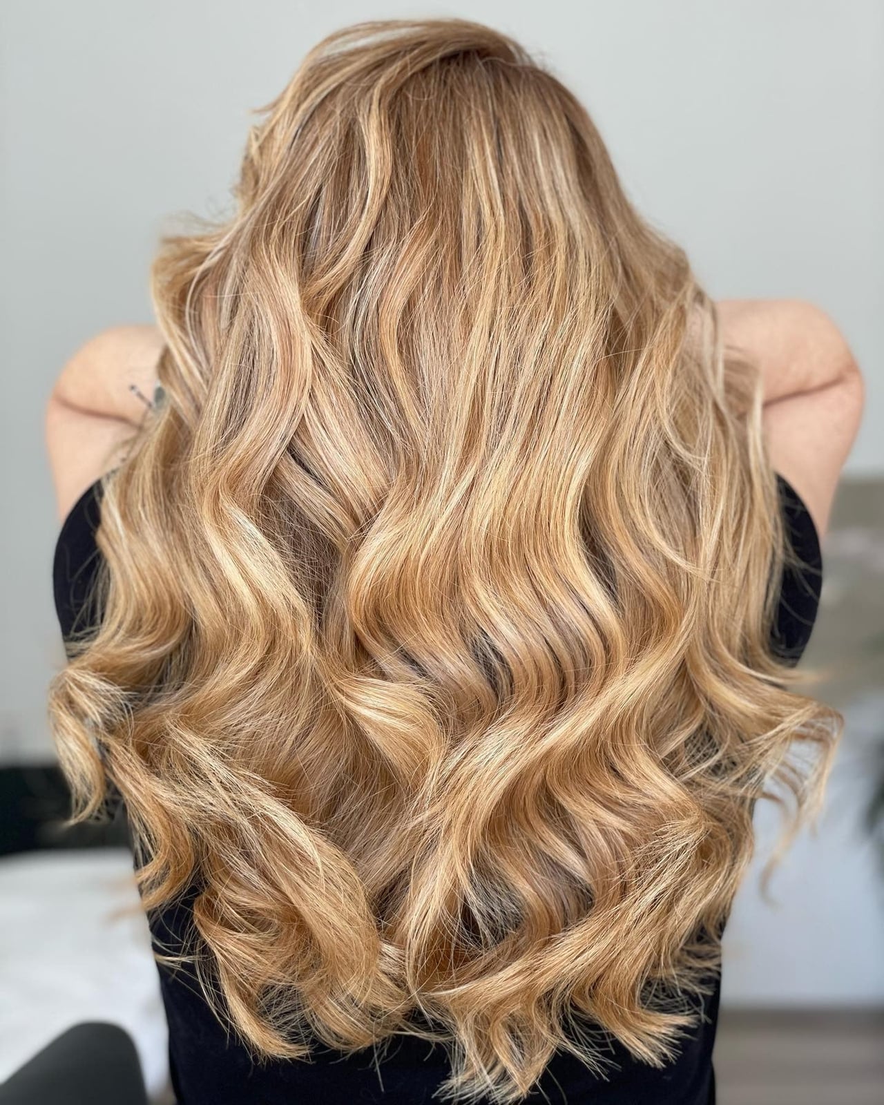 Mid-Back Layers Honey Brown With Highlights — Classy Honey Hair