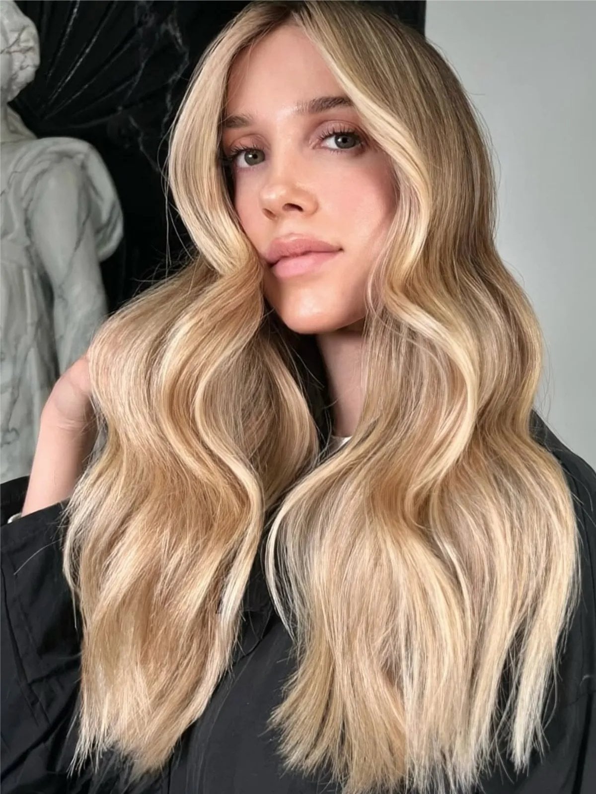 Mid-Back Ash Blonde With Honey Highlights, Wavy — Classy Honey Hair