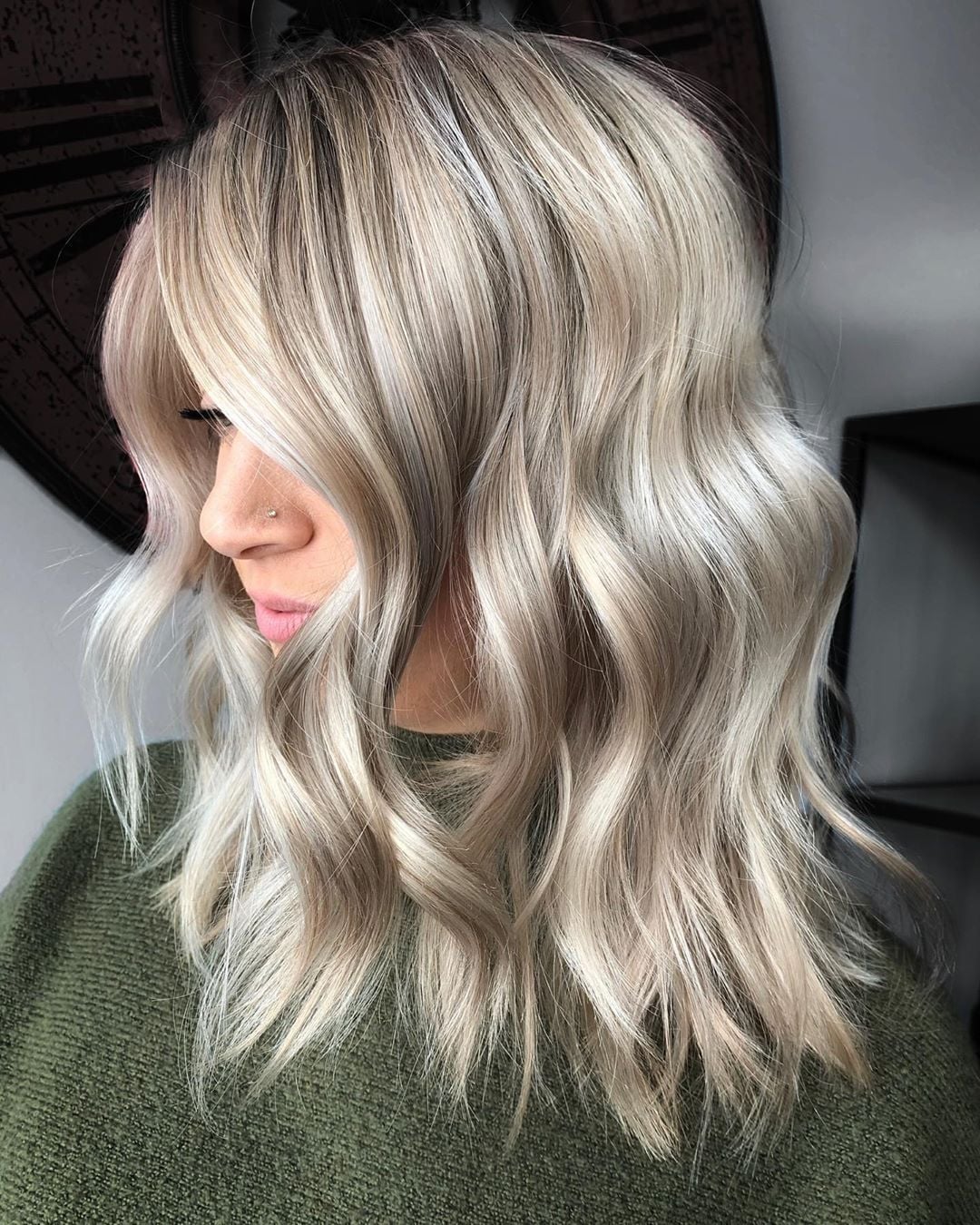 Collarbone Lob Ash Blonde With Icy Highlights and Featuring Cool — Classy Icy Blonde Hair