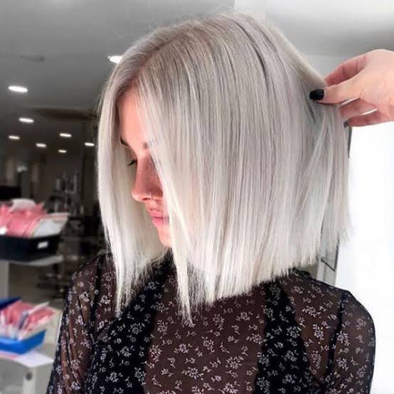 Blunt Chin Length Bob Cool Platinum With Straight Texture — Classy Icy Blonde Hair