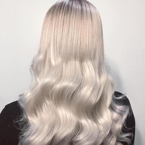 Collarbone Ash Blonde Balayage Blowout, Wavy — Classy Icy Blonde Hair