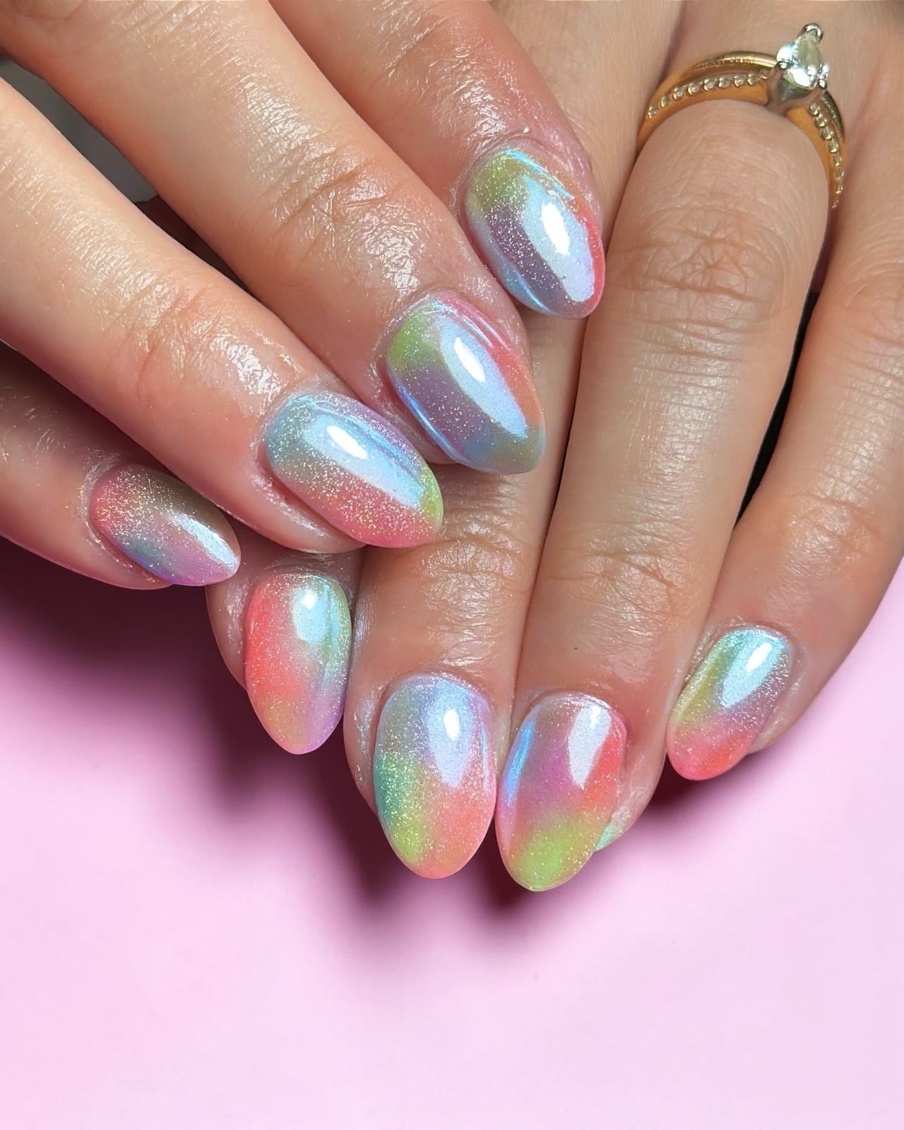 Long Stiletto Holographic Rainbow Star Nails Long Stiletto Holographic Rainbow Star Nails — Classy Iridescent Nails