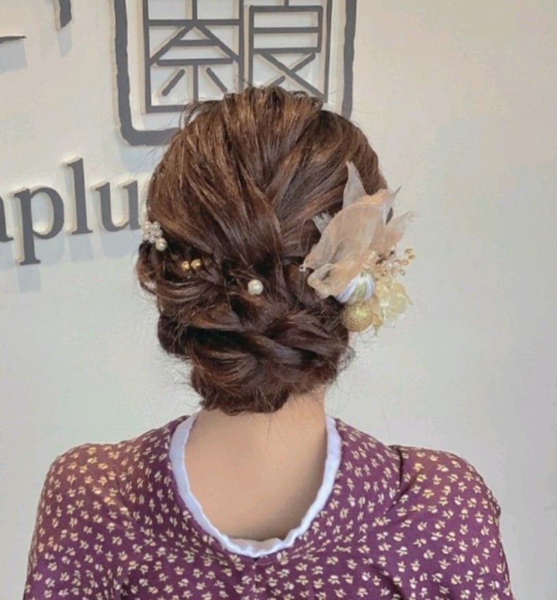 Braided Updo With Floral Accessories — Classy Japan Hairstyles